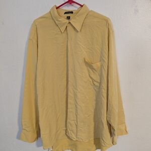 Arrow Dress Shirt Mens 18-18.5 XXL Butter Yellow Long Sleeve Button Up